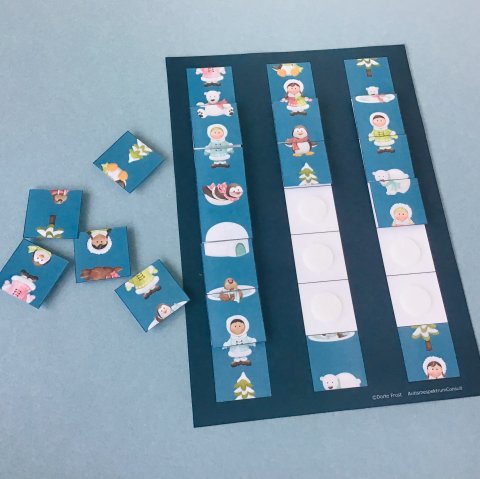 Domino med eskimobrn og dyr