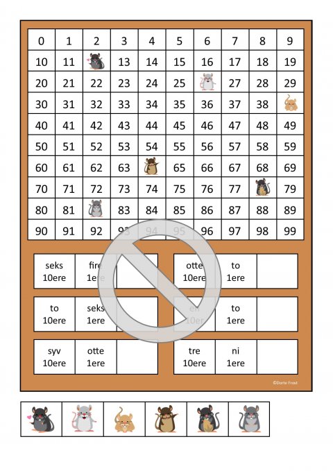 Skjulte tal m tekst mus