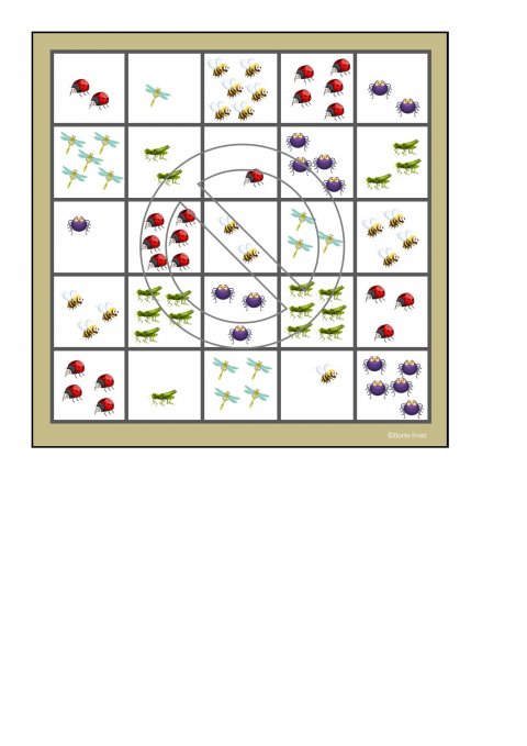 Plade til terningespil med insekter