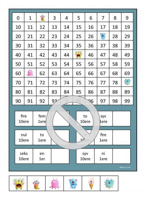 Skjulte tal m tekst monstre