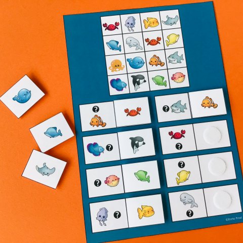 Hvilken side med tegnede havdyr