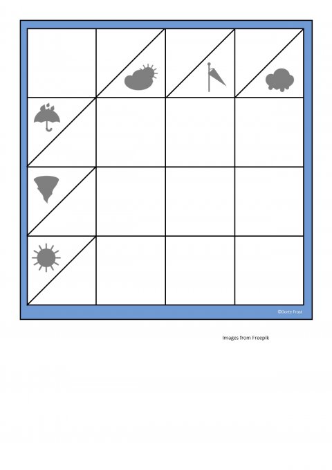 Vejrsymboler silhouet til farve